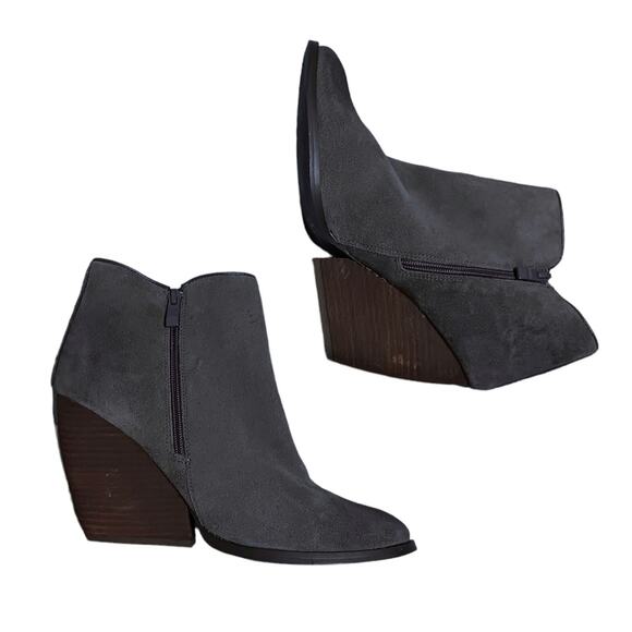 Very Volatile suede booties Whitby boot 10/10.5 wedge heel grey Western rodeo - Picture 1 of 9